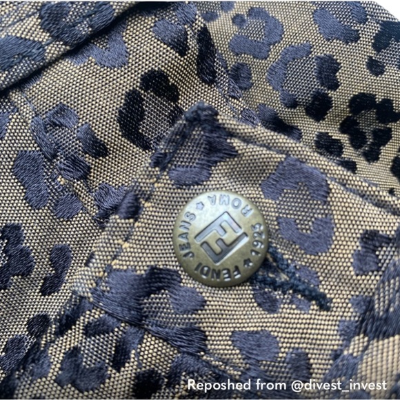 VTG 90s FENDI Zucca Leopard High Waist Straight Crop Jeans Pants ASO Bella Hadid - Picture 10 of 16